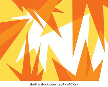 Boom yellow and orange colored sharp random shaped decorative vector elements isolated on landscape white template. Wallpaper for social media template, poster, brochure, banner, cards.