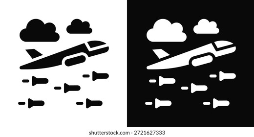 Estilo de fondo blanco y negro del icono del bombardero