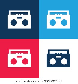 Boombox blue and red four color minimal icon set