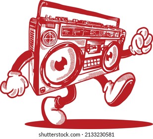 boombox cartoon character illustration dancing