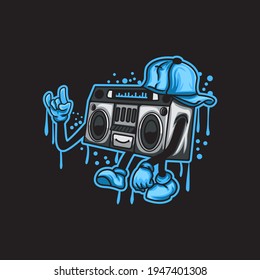 Boombox Cartoon Character 
Vector Illustration