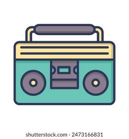 Boombox cassette player icon vector on trendy design