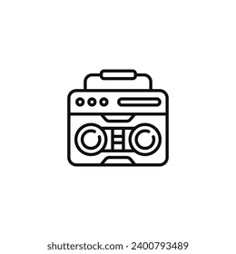 Boombox cassette player line icon isolated on white background