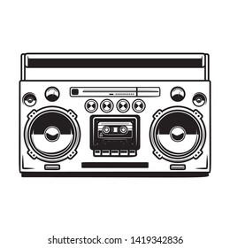 boombox cassette players. Design element for poster, card, banner, flyer, emblem, sign. Vector illustration