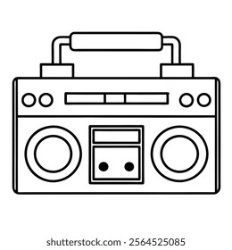 boombox cassette stereo recorder line art icon sign silhouette vector illustration