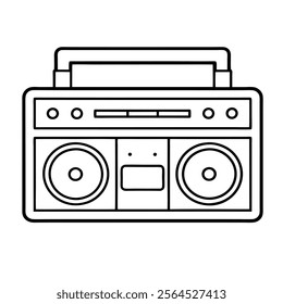 boombox cassette stereo recorder line art icon sign silhouette vector illustration