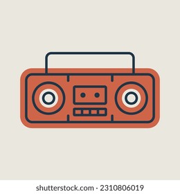 Boombox cassette stereo recorder retro design from the eighties vector isolated icon. Graph symbol for music and sound web site and apps design, logo, app, UI