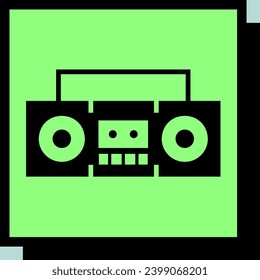 Diseño retro de grabadora estéreo de cassette boombox del icono neobbrutalístico aislado del vector del 80. Símbolo gráfico para el diseño de aplicaciones y sitios web de música y sonido, logotipo, aplicación, interfaz de usuario