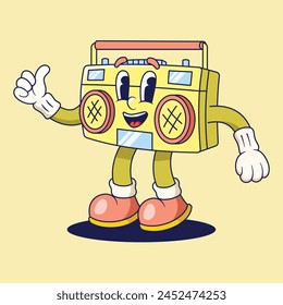 Boombox Character Retro Mascot Illustration