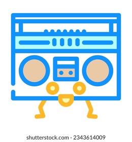 boombox character retro music color icon vector. boombox character retro music sign. isolated symbol illustration