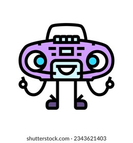 boombox character retro music color icon vector. boombox character retro music sign. isolated symbol illustration