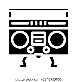 boombox character retro music glyph icon vector. boombox character retro music sign. isolated symbol illustration