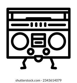 boombox character retro music line icon vector. boombox character retro music sign. isolated contour symbol black illustration