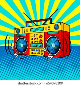 Boombox comic book pop art retro style vector illustration