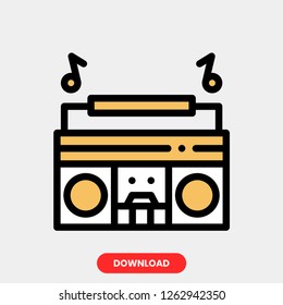 Boombox concept line icon. Simple element illustration. Boombox concept outline symbol design. Can be used for web and mobile UI/UX. Modern vector style. Modern vector style. 