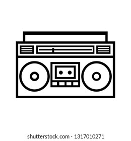 Boombox-Getto-Blaster-Umriss-Symbol Clip-Art-Bild einzeln auf weißem