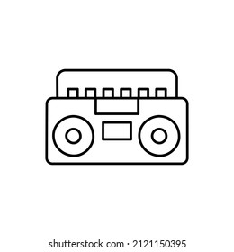 Boombox Icon in black line style icon, style isolated on white background