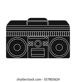 Boombox icon in black style isolated on white background. Hipster style symbol stock vector illustration.