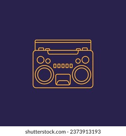 boombox icon, cassette tape recorder line design