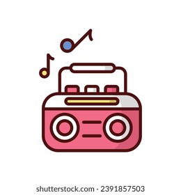 Boombox icon isolate white background vector stock illustration.