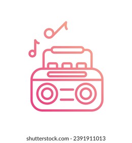 Boombox icon isolate white background vector stock illustration.