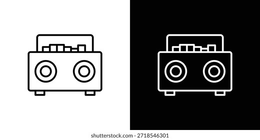 Boombox-Symbol im Liniendesign. Bearbeitbare Strichsymbole.