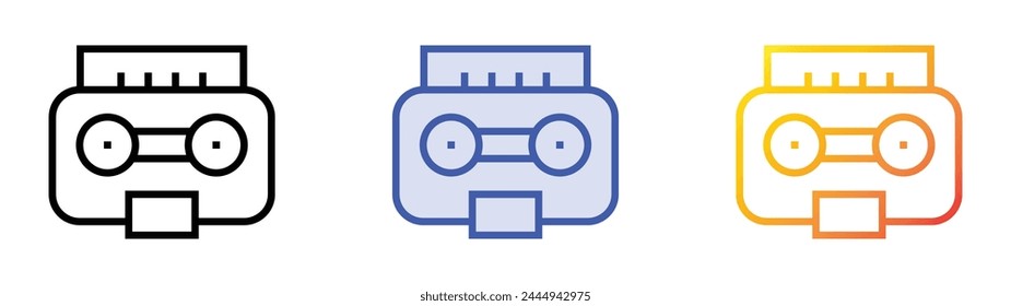 boombox icon. Linear, Blue Fill and Gradient Style Design Isolated On White Background