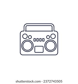 boombox icon, old cassette player, tape recorder line vector