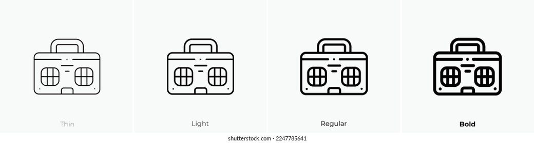 boombox icon. Thin, Light Regular And Bold style design isolated on white background