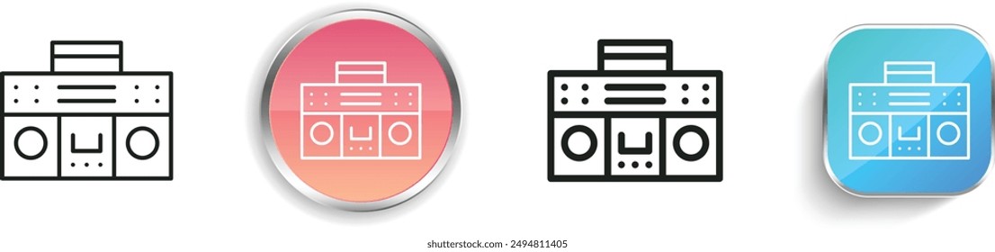 boombox icon. Thin Linear, Regular and Button Style Design Isolated On White Background