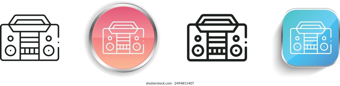 boombox icon. Thin Linear, Regular and Button Style Design Isolated On White Background