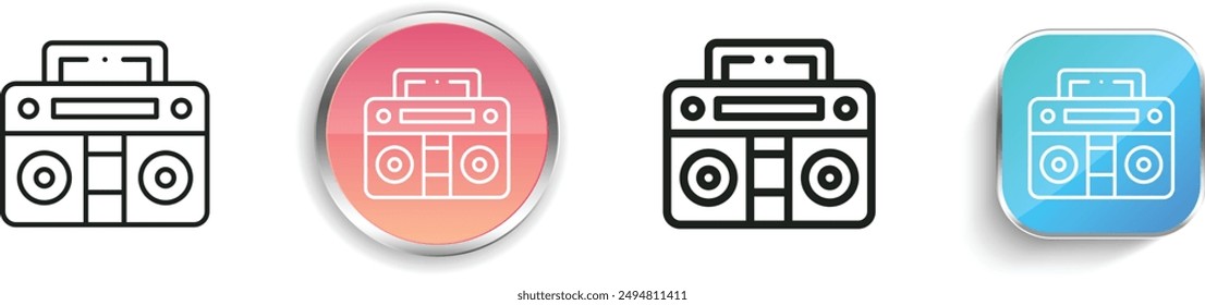 boombox icon. Thin Linear, Regular and Button Style Design Isolated On White Background