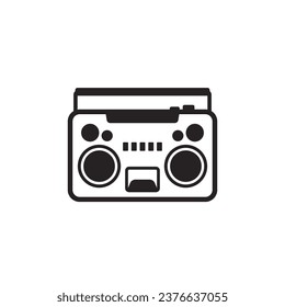 boombox icon, vintage cassette tape recorder