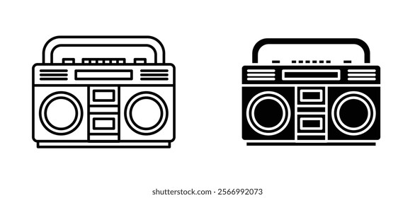 Boombox icons in outline and fill. vector illustration for ui.