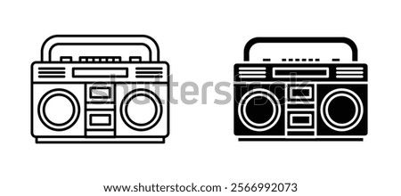 Boombox icons in outline and fill. vector illustration for ui.