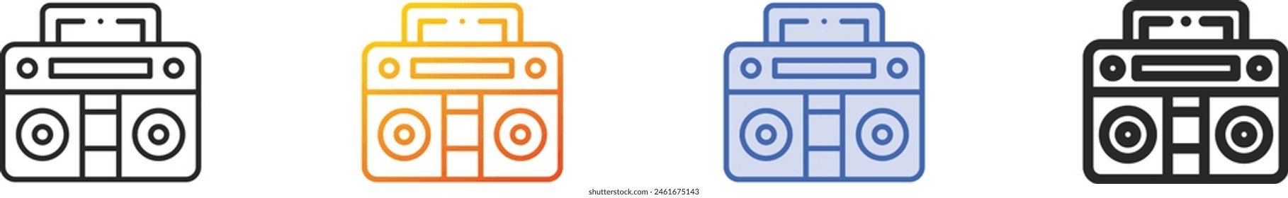 boombox icon.Thin Linear, Gradient, Blue Stroke and bold Style Design Isolated On White Background