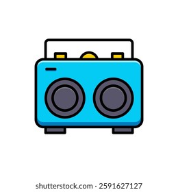 Boombox Illustration with Dual Speakers and Handle Design