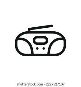 Boombox isolated icon, cd player linear icon, music tape recorder outline vector icon with editable stroke