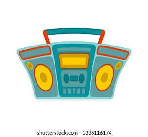 Boombox isolated. Retro recorder Cassette tape. Vector