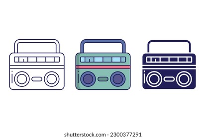 boombox line and solid illustration icon