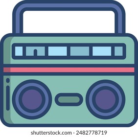 boombox linear color illustration icon