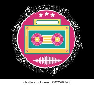 Boombox music vintage t shirt design.