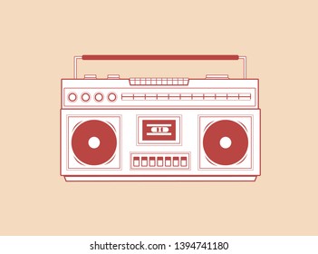 boombox new wave sounds,Flat style. vector illustration