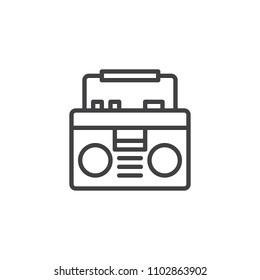 Boombox outline icon. linear style sign for mobile concept and web design. cassette player simple line vector icon. Symbol, logo illustration. Pixel perfect vector graphics