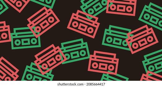 Boombox pattern background wallpaper (Hip hop Item series,flat version,vector)