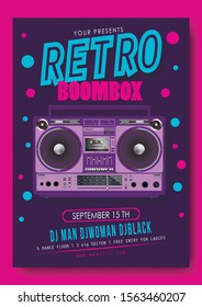 Boombox. Poster. Tape recorder. Stock. illustration. Vector.