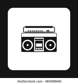 Boombox or radio cassette tape player icon in simple style on a white background vector illustration