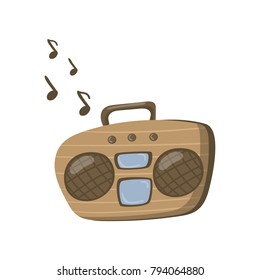 Boombox or radio cassette tape player cartoon vector Illustration