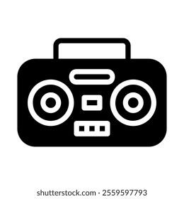 Boombox radio icon. Concept of music, entertainment, and nostalgia.