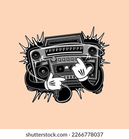 boombox rap radio tape design